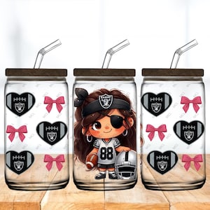 Digital Raider Girl & Bows PNG passar till 473 ml Libby-glasburk