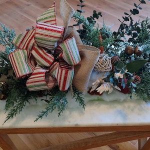 Evergreen Centerpiece, Fireplace Mantle Décor Centerpiece, Table Centerpiece, Christmas Centerpiece, Winter Centerpiece, Jingle Centerpiece.