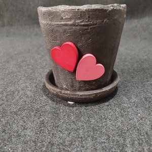 Heart Ceramic Planter: Weathered Gray Painted Flower Pot
