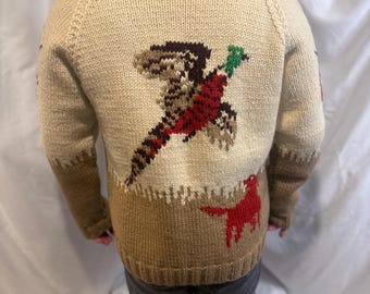 1960s Cowichan-Style Wool Zip Cardigan – Men’s Medium / Fitted Large