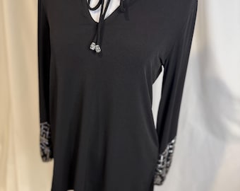 Susan Graver Black Embellished Top – Size XSP