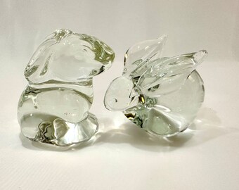 Glass Rabbit Paperweights - Pair- Shipping included