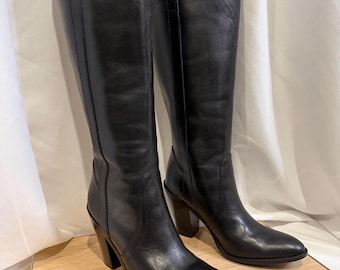 BCBGirls Black Leather Perforated Knee-High Boots Size 7.5 B