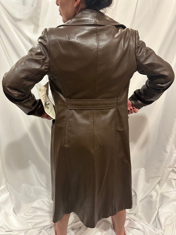 Women's Vintage Long Leather Peacoat M-L Marquis … - image 4