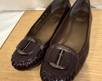 Stuart Weitzman Brown Patent Leather Ballet Flats Size 6 – Buckle Detail