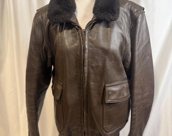 Vintage 60s US Navy G-1 Goatskin Leather Flight Jacket - Size 40