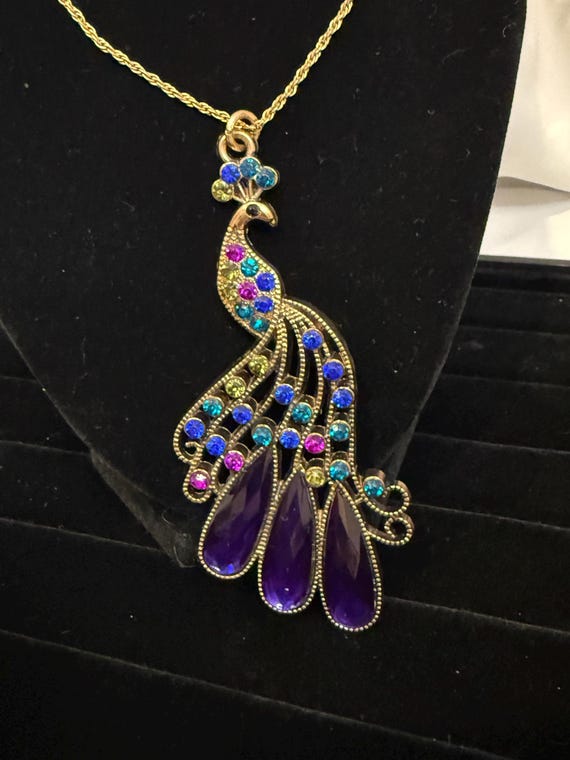 Peacock Statement Necklace - image 1