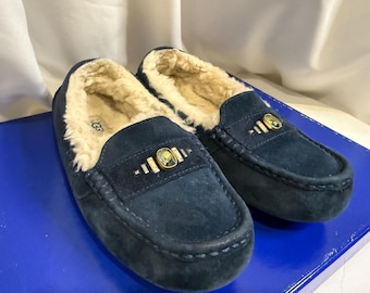 UGG Ansley Chunky Crystals Slippers Dark Navy Suede Size 8