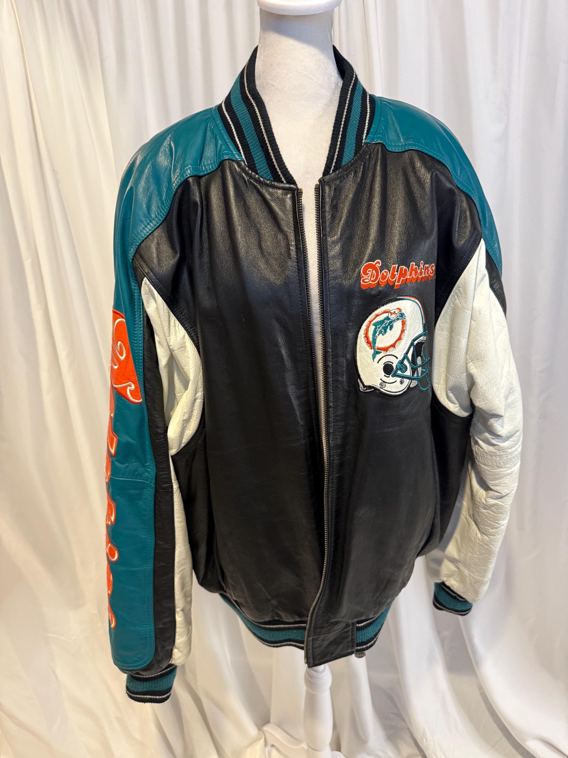 Vintage Miami Dolphins Jacket Leather - Etsy
