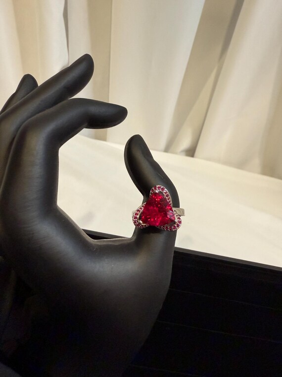 Judith Ripka Ruby Heart Ring: Silver Brass Band, … - image 3