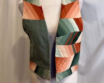 Reversible Handmade Patchwork Quilt Vest – Sage Green