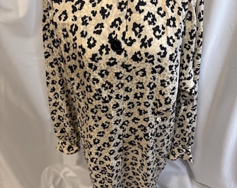Liz Claiborne Leopard Print Silk Dress – Ivory & Black, Size 12
