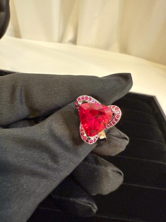 Judith Ripka Ruby Heart Ring: Silver Brass Band, … - image 6
