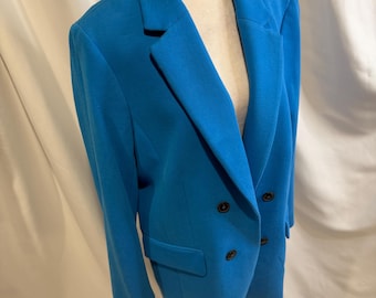 NWT Talbots Double-Breasted Boyfriend Blazer | Size 16 | Vibrant Blue Statement Piece