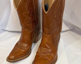 Handcrafted Leather Western Boots: Women's Size 6.5, Made in USA