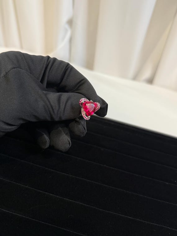 Judith Ripka Ruby Heart Ring: Silver Brass Band, … - image 2