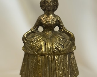 Vintage Crinoline Lady Brass Bell – Charming Victorian Decor Piece