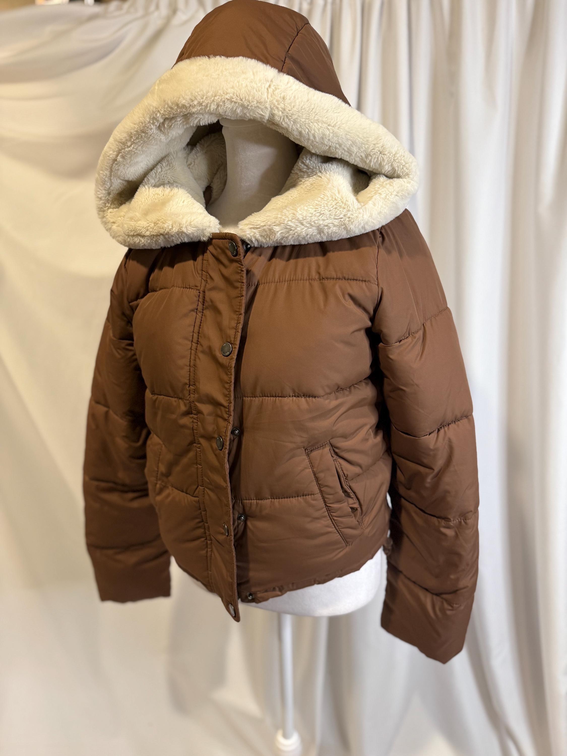 Hollister Ultimate Puffer Jacket With Faux Fur Lining – Brown