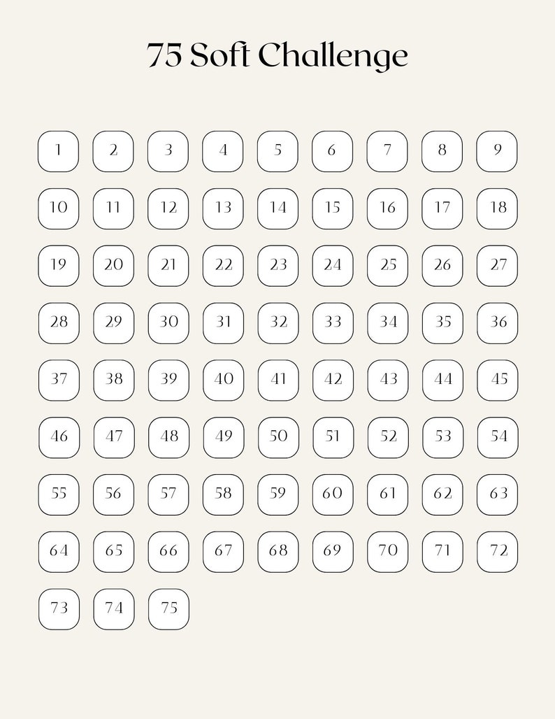 75 Soft Challenge Tracker – Printable Wellness Planner (PDF) - Etsy