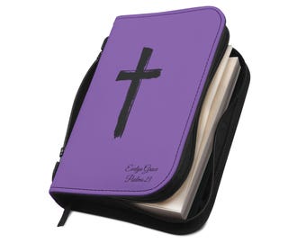 Purple Large Print Zippered Bible Cover with Handle  Personalized Women's Bible Purse, Kids &  Adult Holy Bible Case Christian Gift Idea
