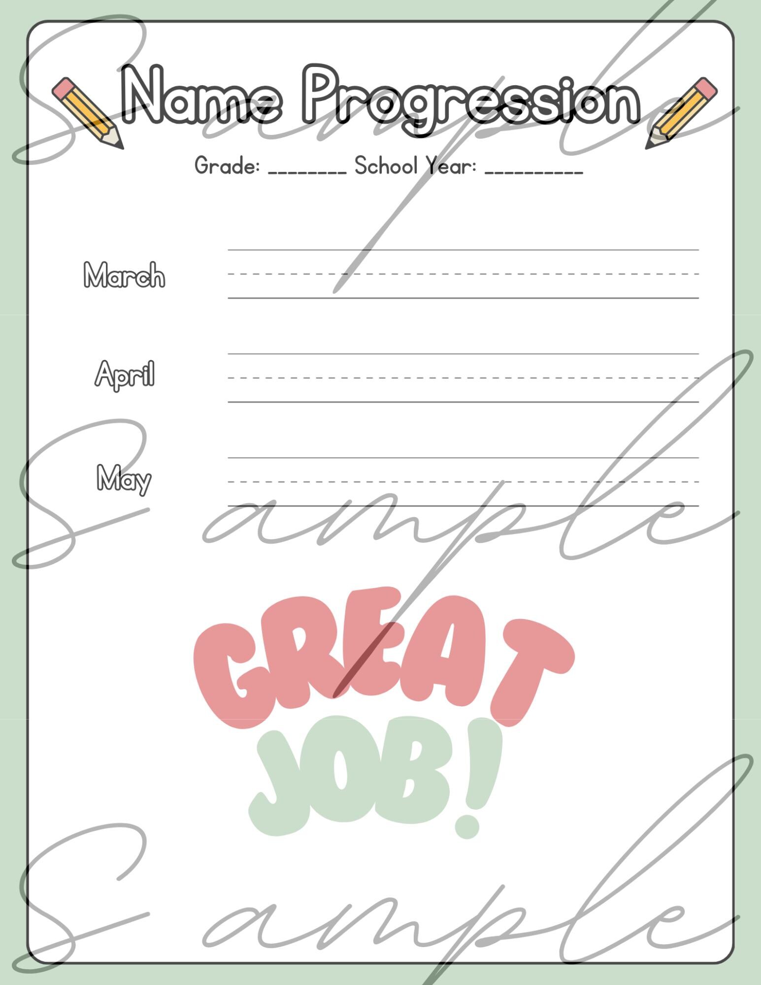 Name Progression Worksheet - Etsy