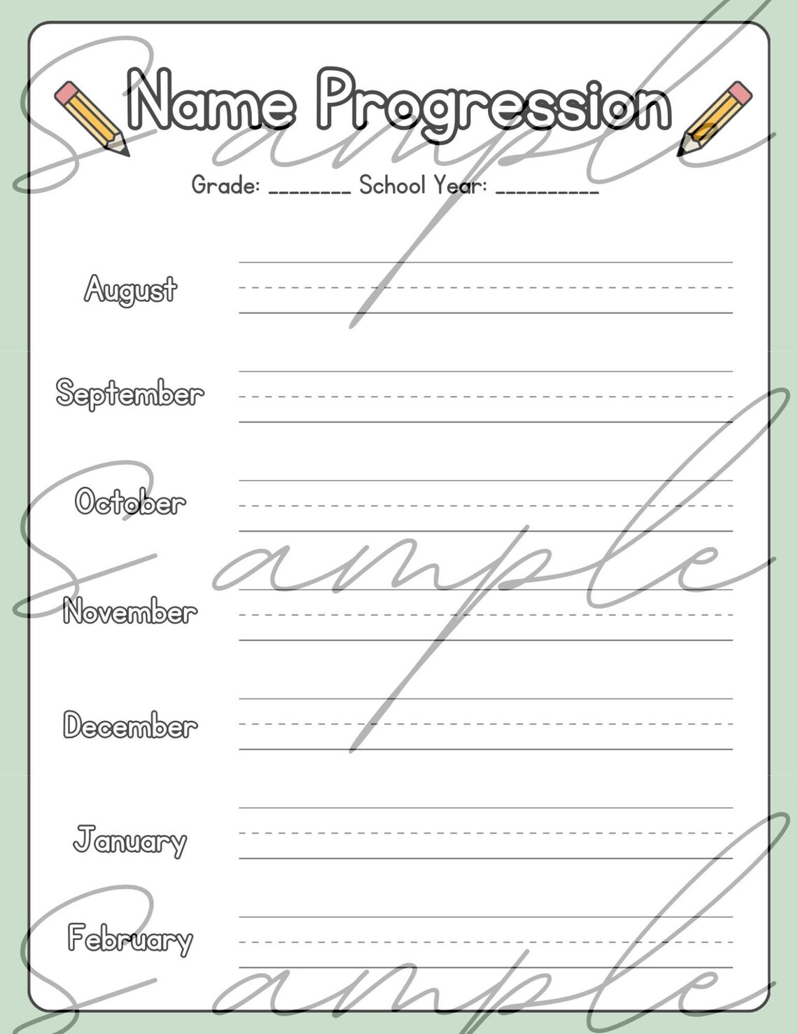 Name Progression Worksheet - Etsy