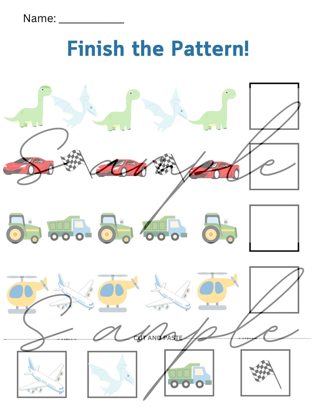 Finish the Pattern Worksheet - Etsy