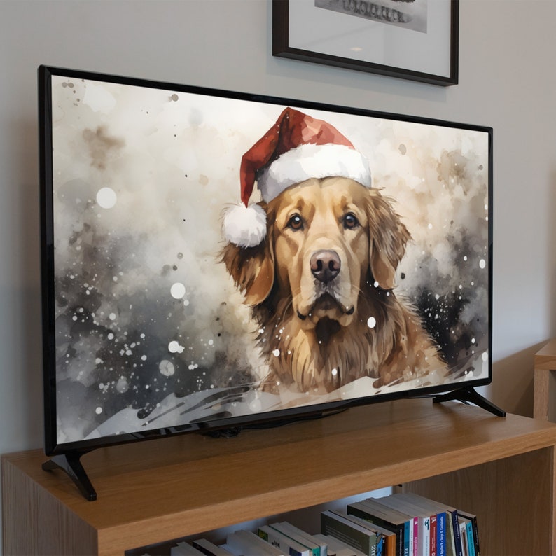 Frame TV Art Golden Retriever Digital Download, Cute Watercolor Golden ...