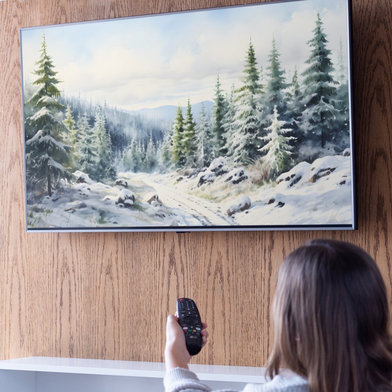 Smart TV Art Watercolor Abstract Forest Digital Download, Minimalist ...