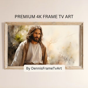 Jesus Portrait Frame TV Art, Easter Farmhouse Wall Decor, Spiritual Painting of Jesus for TV, Spring Religious TV Wallpaper Instant Download