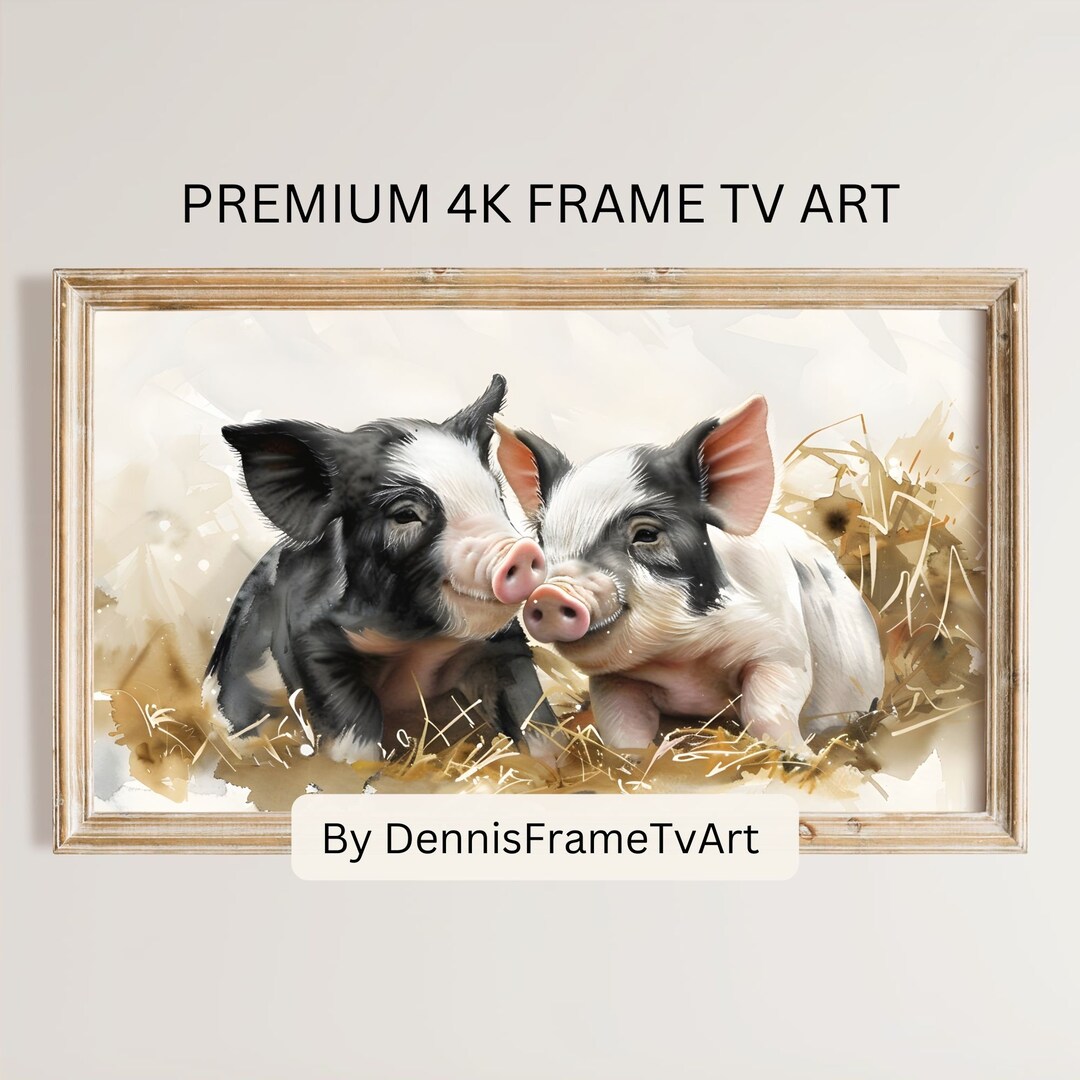 Cute Piglets Frame TV Art, Country Scene Artwork Digital Download, Two ...