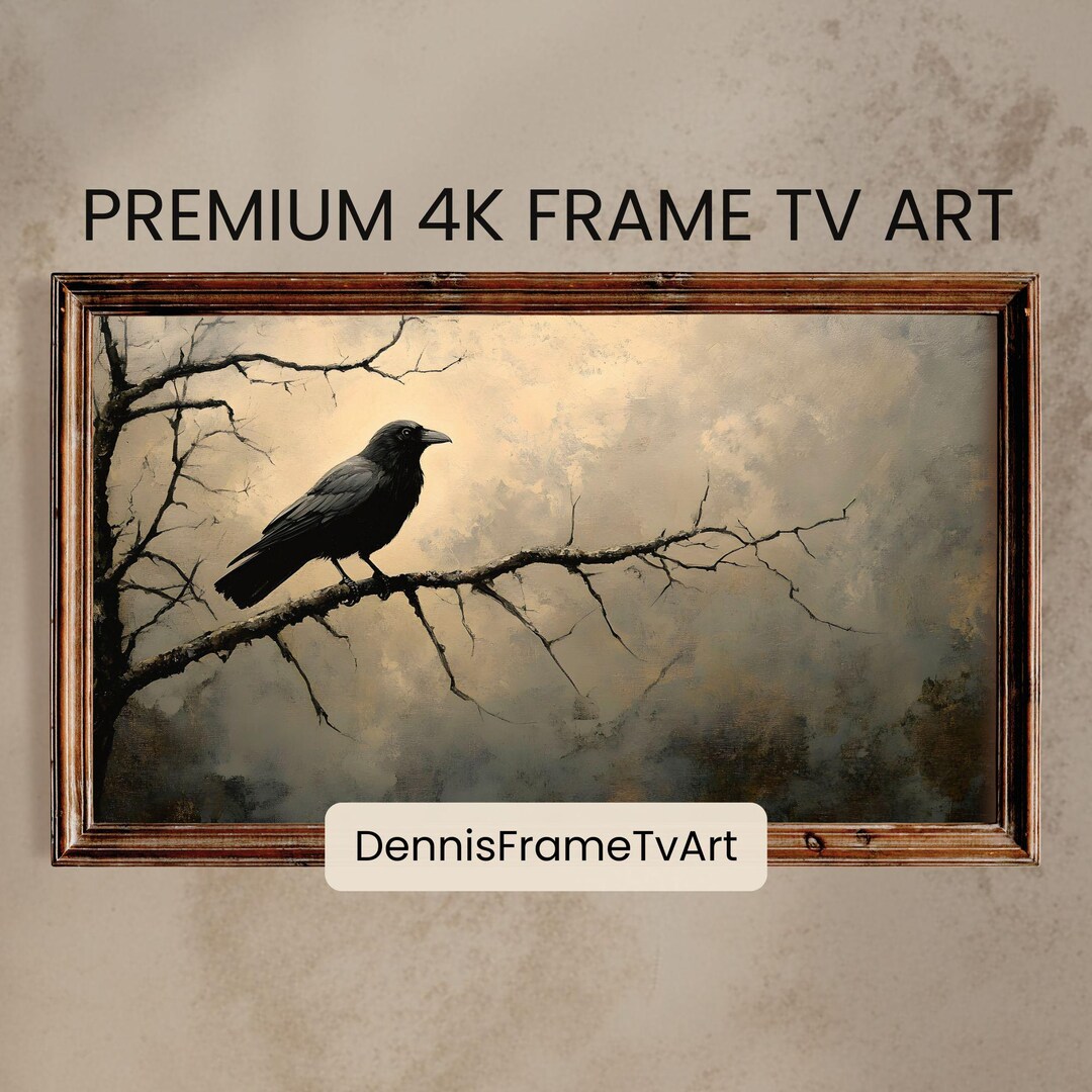 Crow Frame Moody Fall Artwork With Black Crow Frame TV Picture Digital Download ...