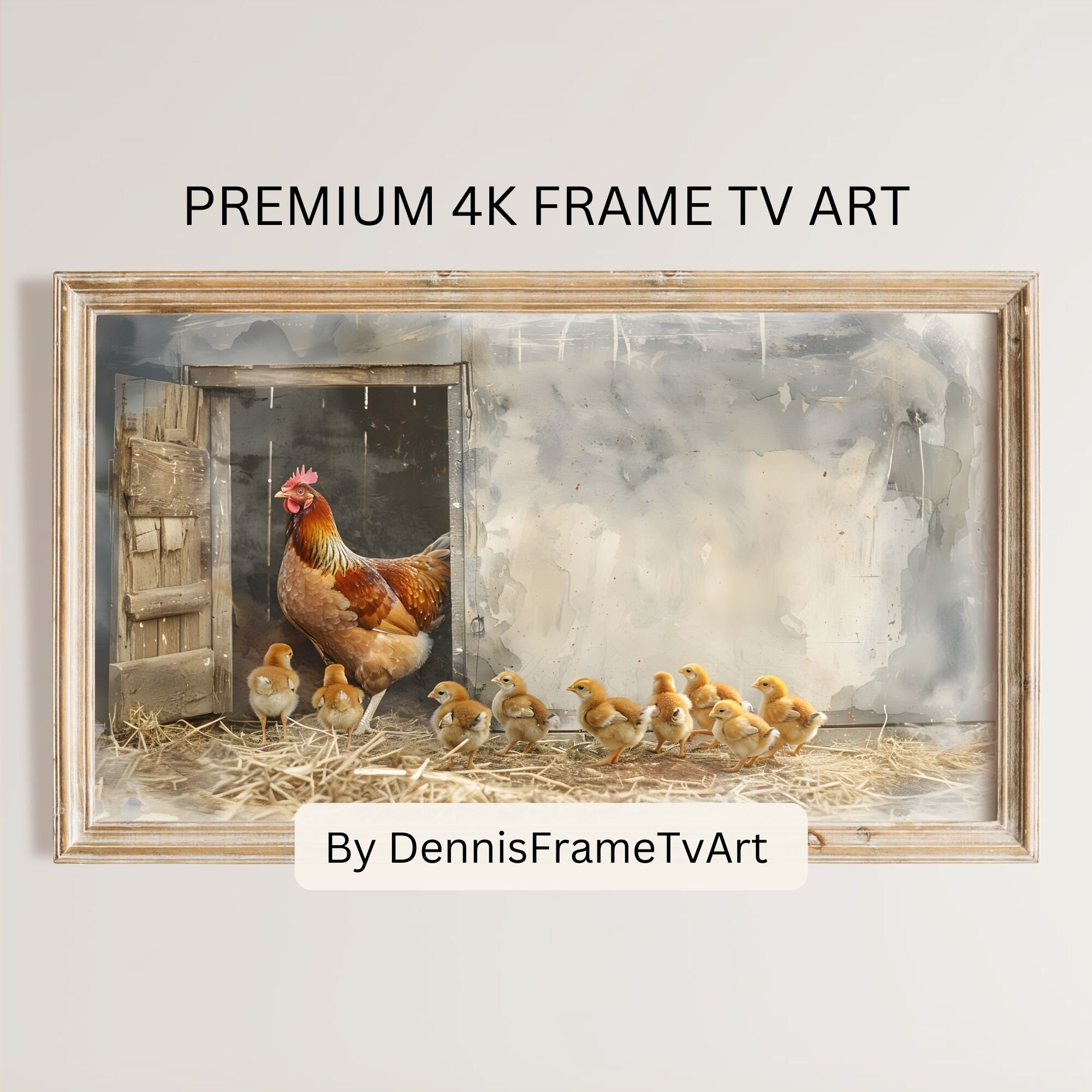 Rustic Chicken Coop Frame TV Art, Pastoral Landscape Artwork Digital ...