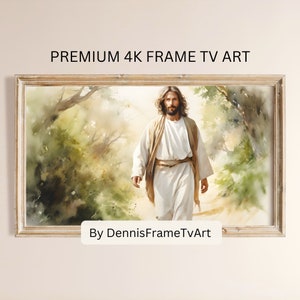 Jesus Frame Tv Art Instant Download, Catholic Farmhouse TV Picture, Modern Religious Watercolor Artwork, Christian Frame TV Art to Download