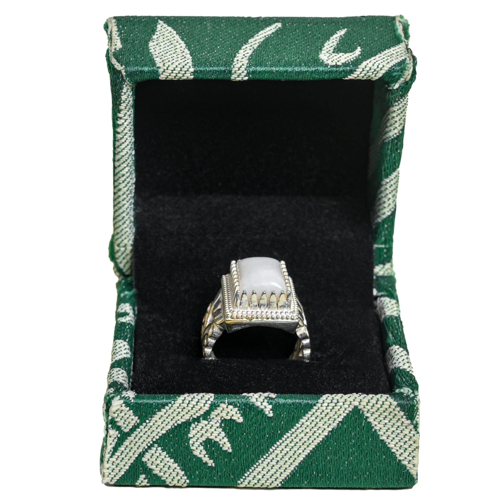 Masjid Nabwi Marble Islamic Ring Riyazul Jannah White Stone Spiritual Gift Box