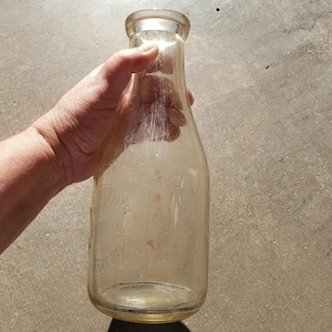 Antique glass milk bottle raised lettering milk bottles Pinewood dairy Flagstaff Arizona dairy bottles rare collectible glass milk jug