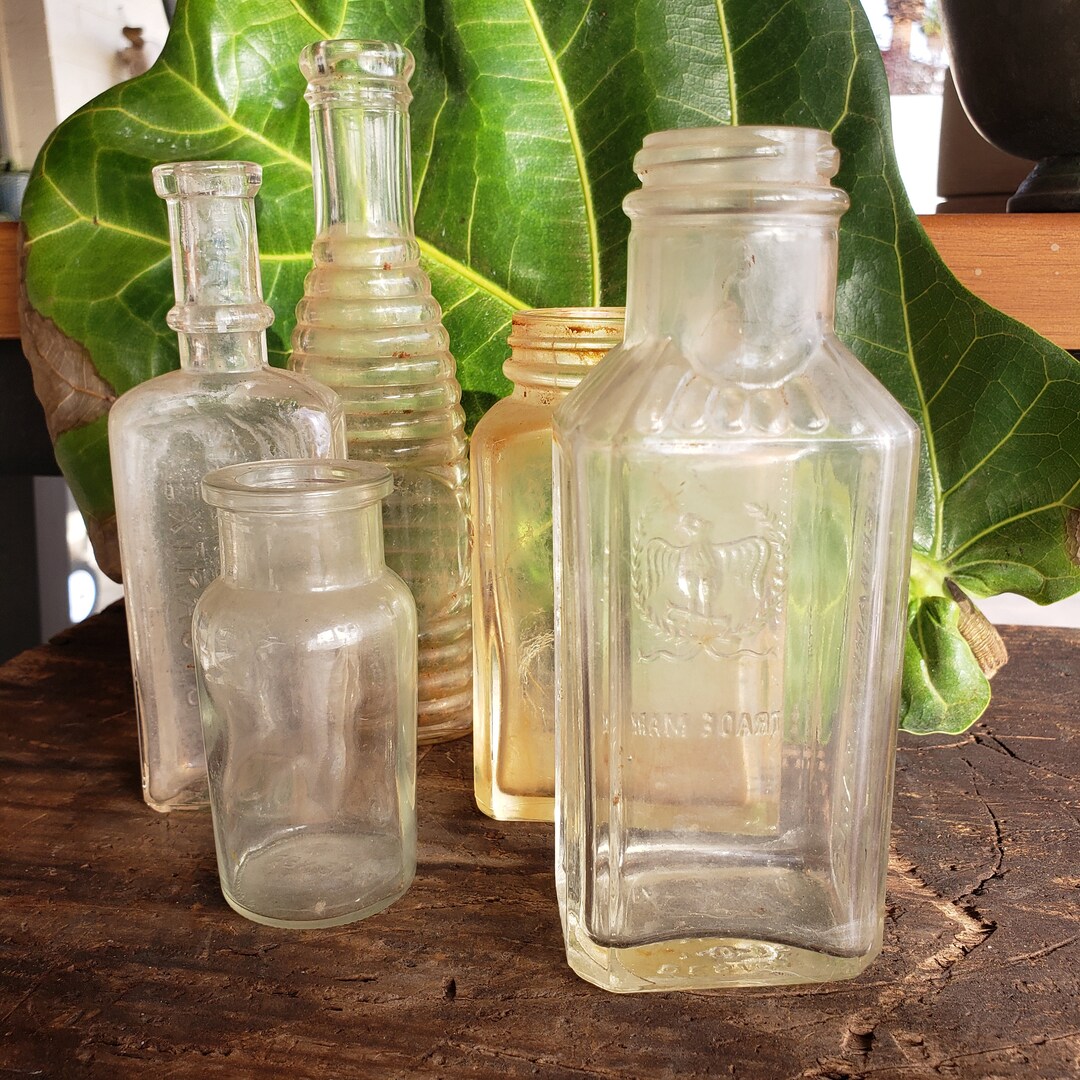 Vintage Bottle Collection Old Hot Sauce Bottles Spice Jars Collectible