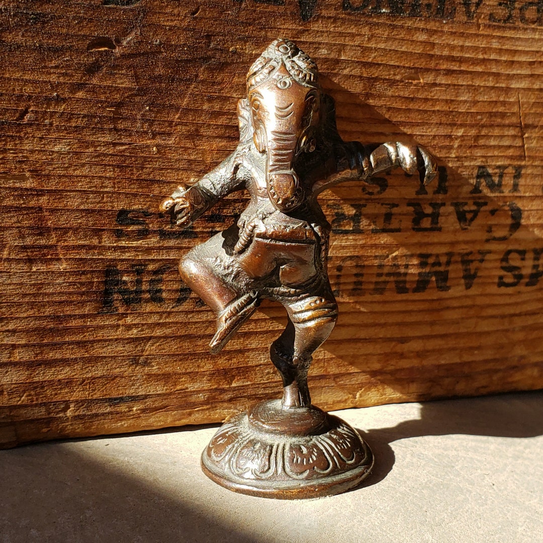 Vintage Ganesha Statue Small Bronze Statues Hindu Gods Ganesh Etsy