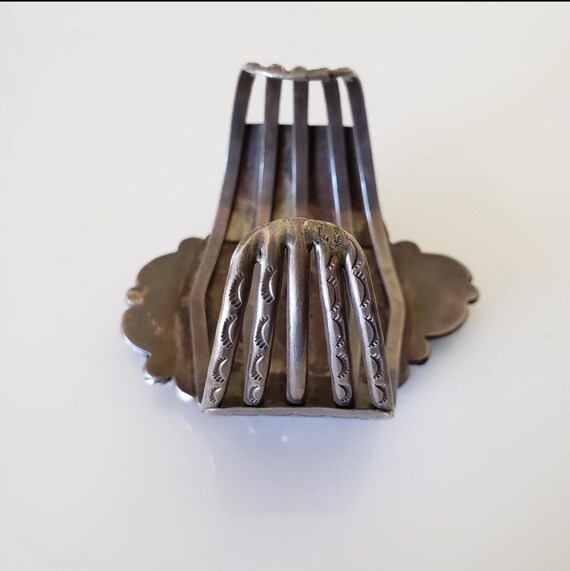 Large vintage green turquoise cuff bracelet, Stat… - image 6