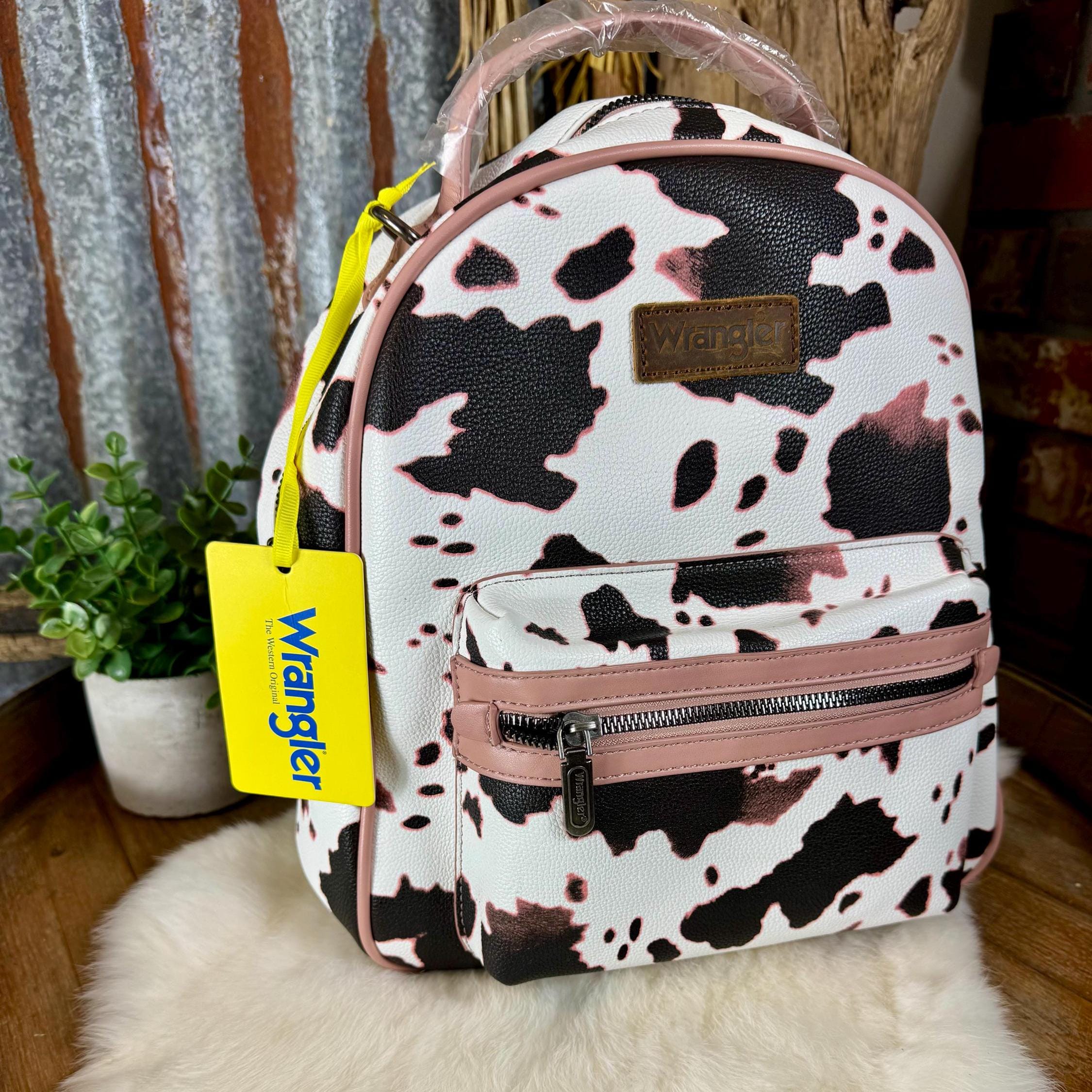 Wrangler Cow Print Backpack Bag With Coin Pouch Pink - Etsy display picture 1