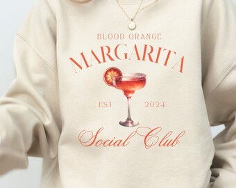 Girocollo Margarita arancione sanguigno, abito da addio al nubilato, camicia Margarita, felpa cocktail Margarita piccante, Tequila Social Club, viaggio per ragazze