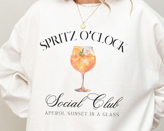 Spritz O’Clock Sweatshirt, Italian Aperitivo Crewneck Sweatshirt, Gift for Aperol Campari Spritz Lover, Bachelorette Outfit, Cocktail Shirt