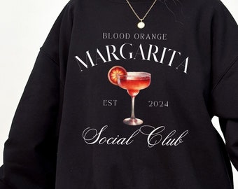 Girocollo Margarita arancione sanguigno, abito da addio al nubilato, camicia Margarita, felpa cocktail Margarita piccante, Tequila Social Club, viaggio per ragazze