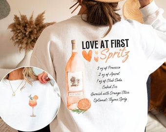 Love At First Spritz Bridal Shower Sweatshirt, Aperol Spritz Bachelorette Party Crewneck, Italy Girls Trip Shirts, Gift Campari Spritz Lover