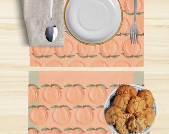 Peach Placemat Set of 4, Summer Placemats, Set of 4 Placemats