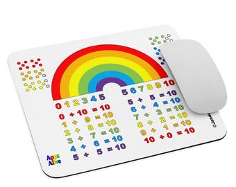 Rainbow Facts Mouse pad Add up to 10, Numbers, 1 to 10, Numeracy, Prep, Grade 1, Dot Patterns