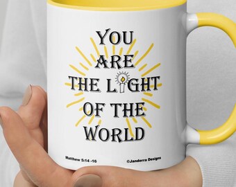 Mug with Color Inside You are the light of the world Matthew 5:14-16 Bible Verse Christian Mug