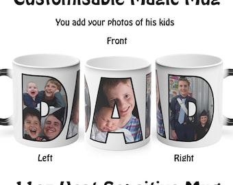 Personalise Your Pictures Dad Magic mug with a handle Custom Gift for Father's Dad Novelty Gift