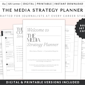 The Media Strategy Planner | Journalism Planner | Digital Journalism Log | Printable Journalism Planner | The Ultimate Journalism Planner