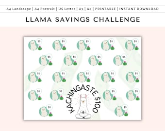 Printable Llama Savings Challenge | Money Tracker (PDF)